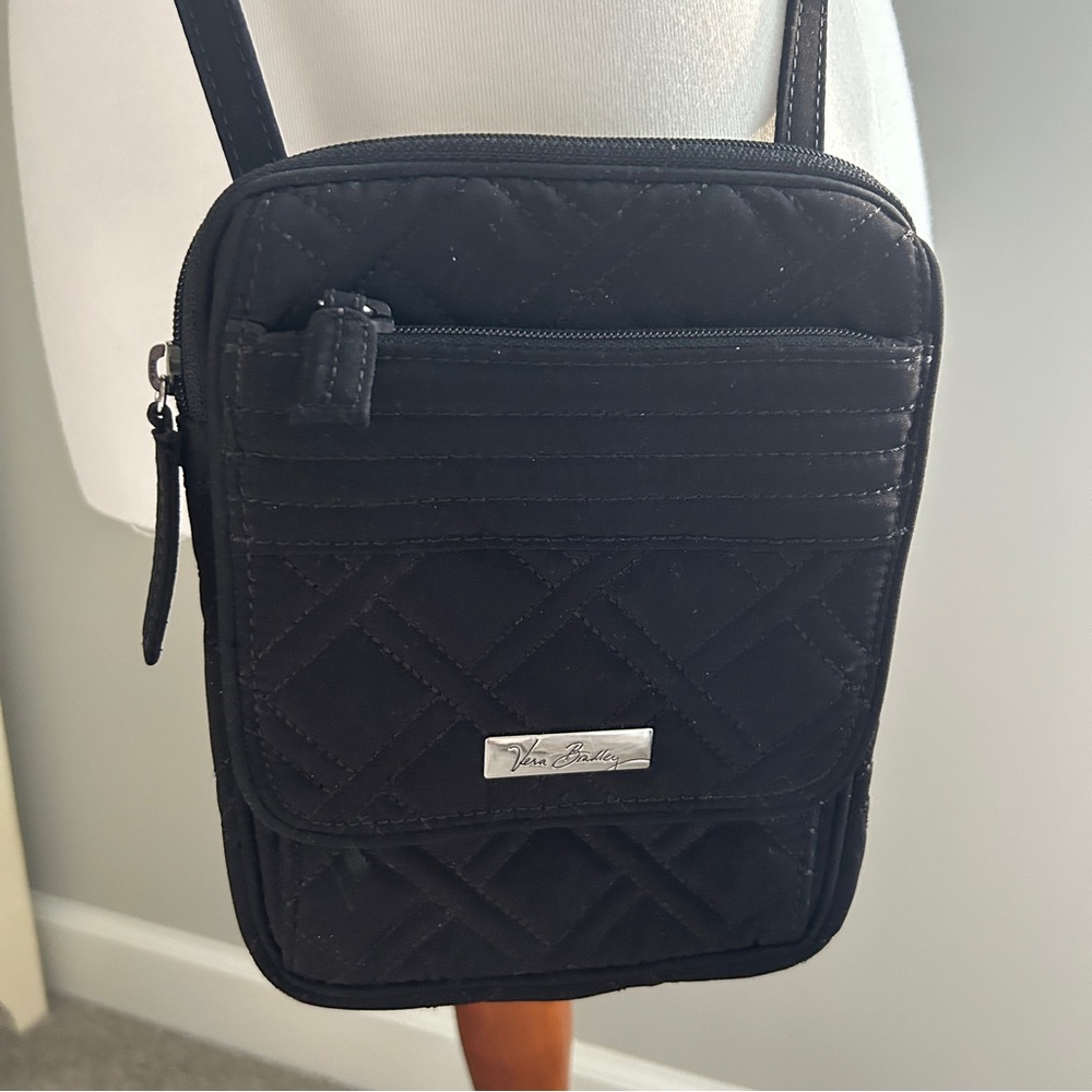 Vera Bradley Black Quilted Small Crossbody Shoulder Bag
